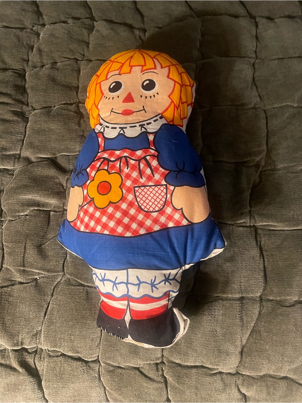 Vintage Raggedy Ann Cut & Sew Craft Doll Pillow 70s 17”